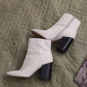 Vince Camuto White and Black Ankle Boots